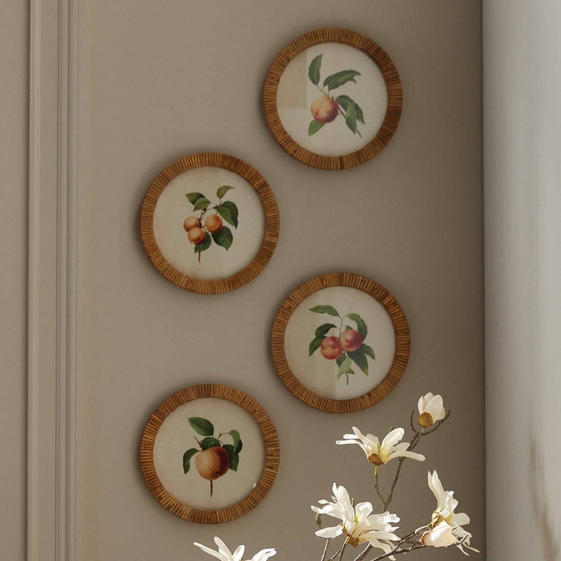 PEACH CUTTINGS ROUND PETITE PRINTS, SET OF 4