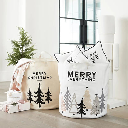 Large Canvas Storage Tote - Merry Christmas