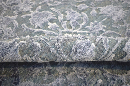 Modern Silver And Gray Hand Knotted Bamboo Silk 8x10 Area Rug