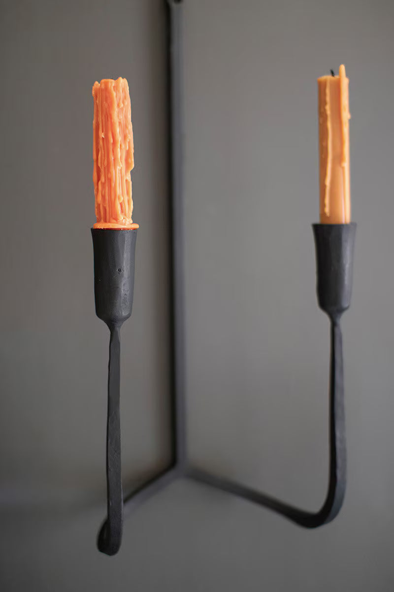 Forged-Iron Double Taper Wall Sconce