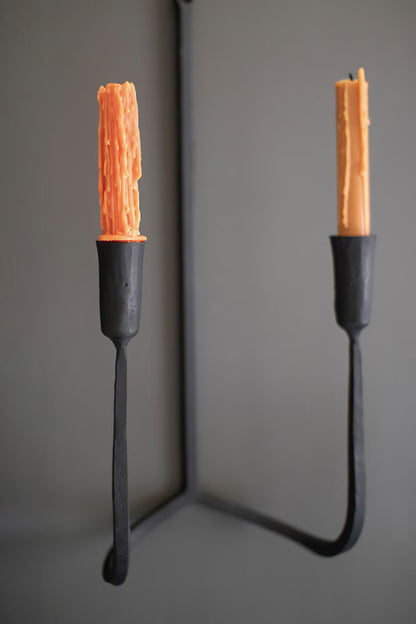 Forged-Iron Double Taper Wall Sconce