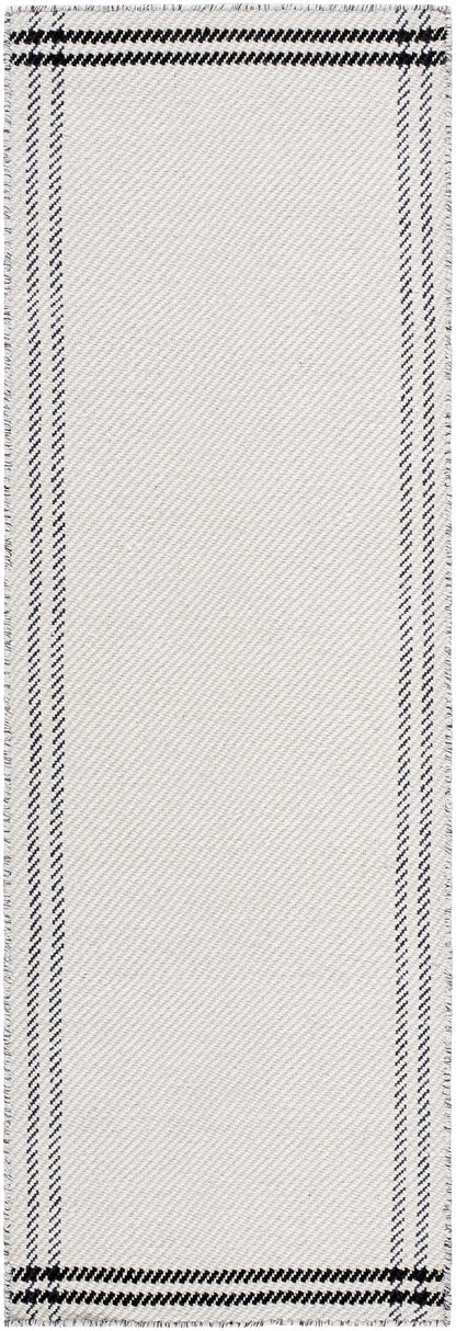 Nimue Cream &amp; Blue Bordered Area Rug - Clearance