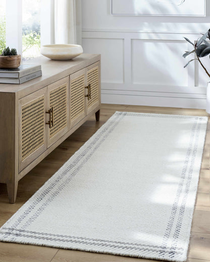 Nimue Cream &amp; Charcoal Bordered Area Rug - Clearance