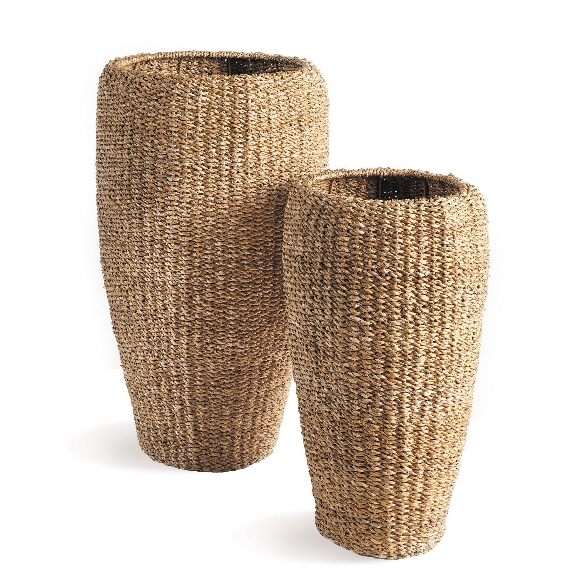 Seagrass Tall Round Planters, Set of 2