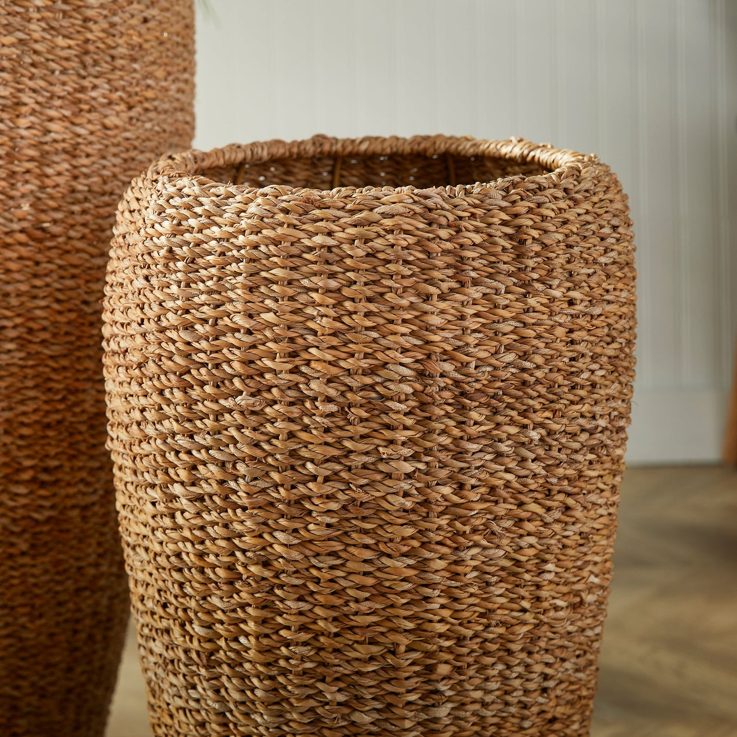 Seagrass Tall Round Planters, Set of 2