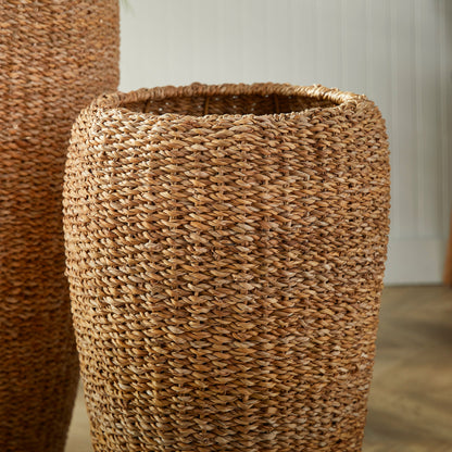 Seagrass Tall Round Planters, Set of 2