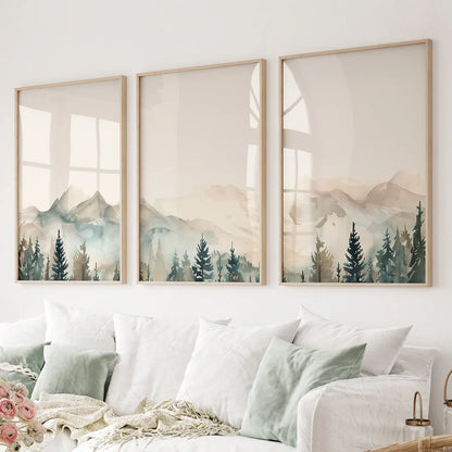 Nature Prints Modern Minimal Forest Wall Art Set