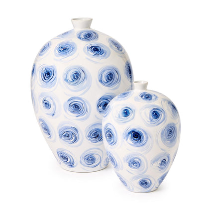 Rose Buds Set of 2 Hand-Painted Vase