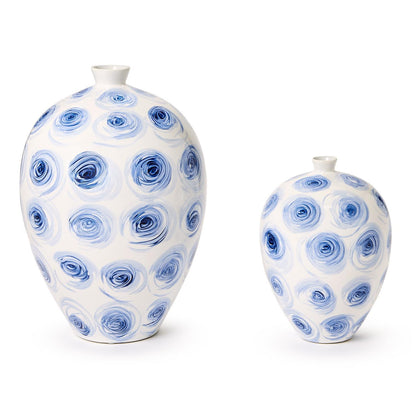 Rose Buds Set of 2 Hand-Painted Vase