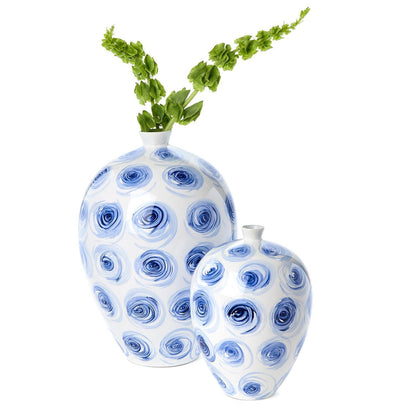 Rose Buds Set of 2 Hand-Painted Vase