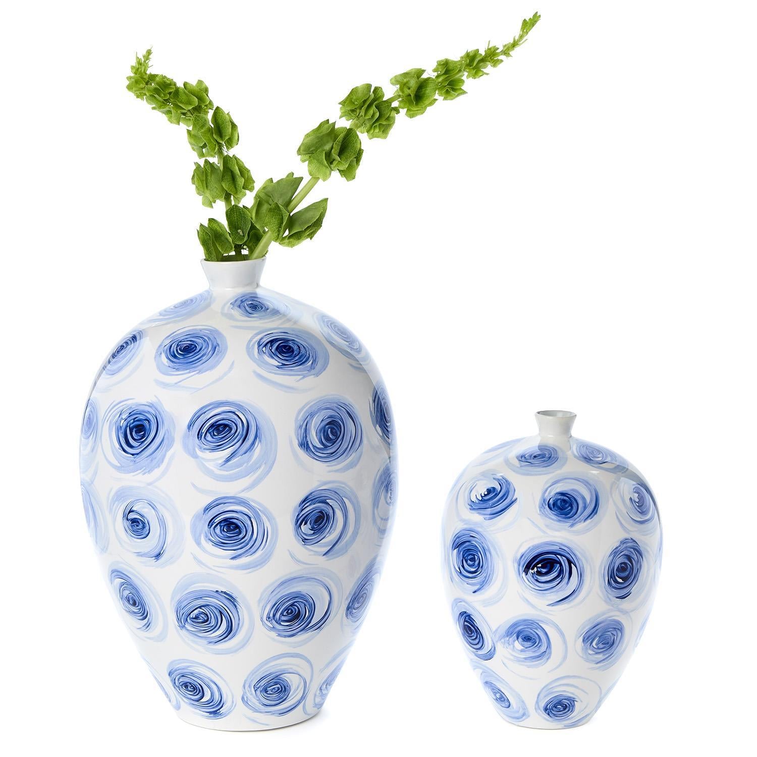 Rose Buds Set of 2 Hand-Painted Vase