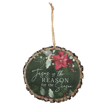 Christmas Poinsettia Wood Ornament Set - 4 Pack