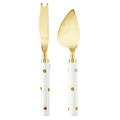 Gold Dot Cheese Knives - Set of 2