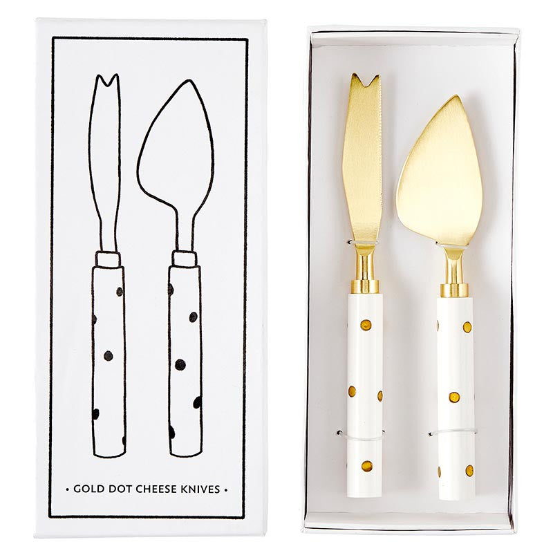 Gold Dot Cheese Knives - Set of 2
