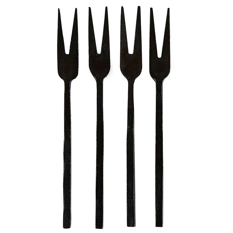 Hammered Appetizer Forks - Matte Black - Set of 4