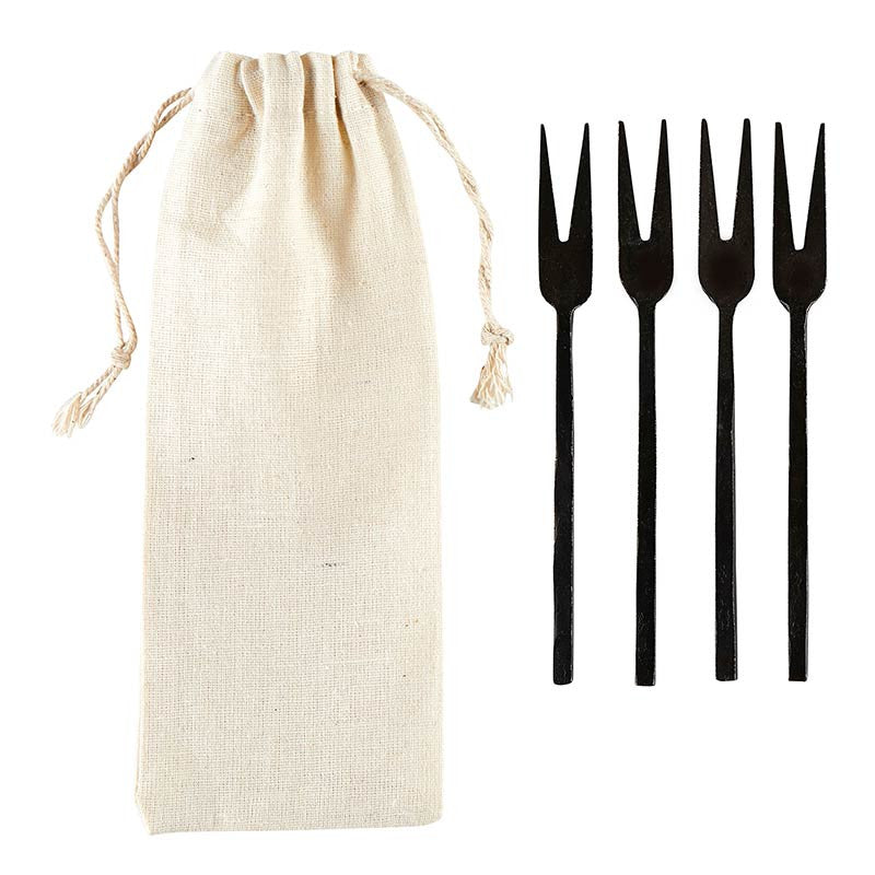 Hammered Appetizer Forks - Matte Black - Set of 4