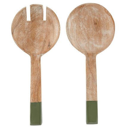 Enamel Salad Serving Set - Set of 2 - Natural + Green