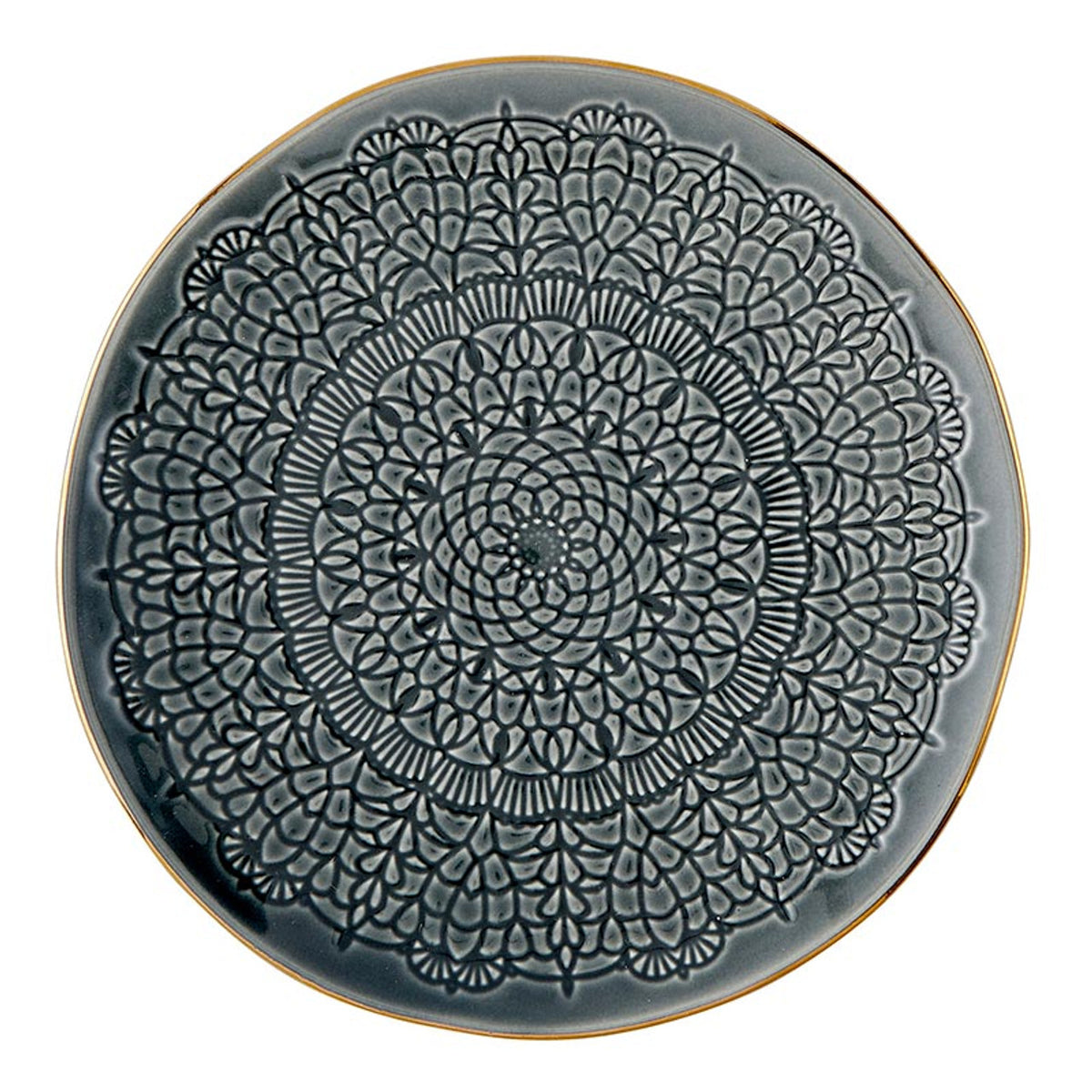 Gold Rim Stamped Appetizer Plates - Set of 4