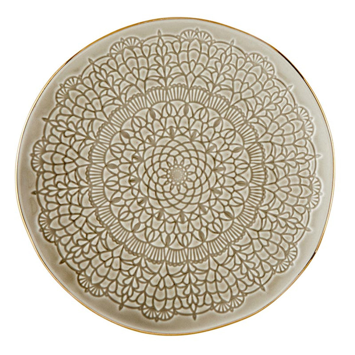 Gold Rim Stamped Appetizer Plates - Set of 4