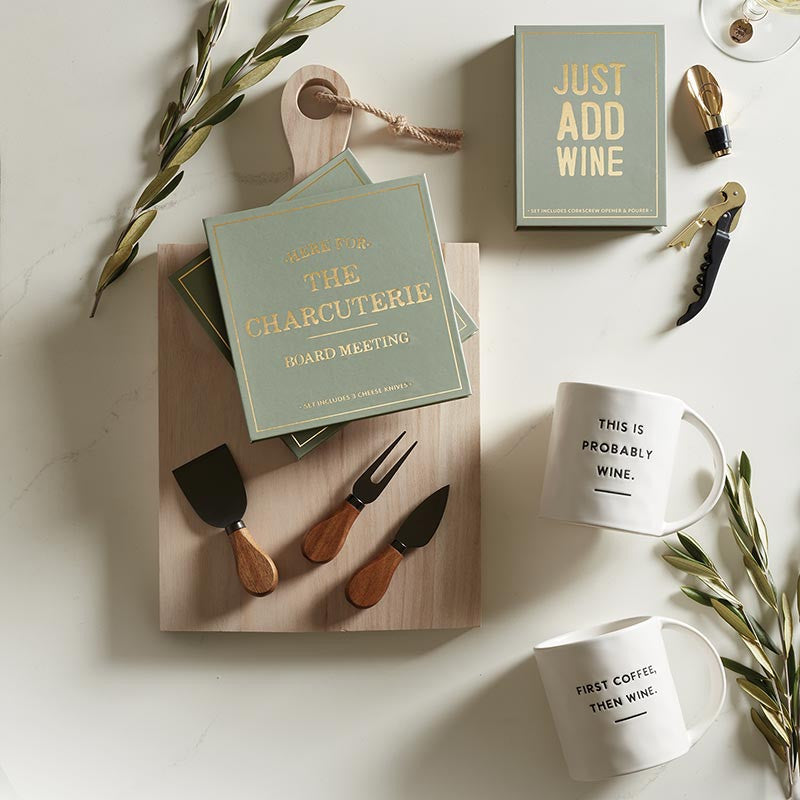 Wood Handle Cheese Knives Book Box - Here for the Charcuterie