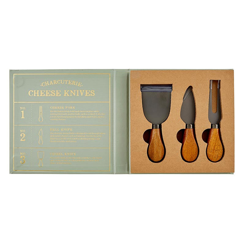 Wood Handle Cheese Knives Book Box - Here for the Charcuterie