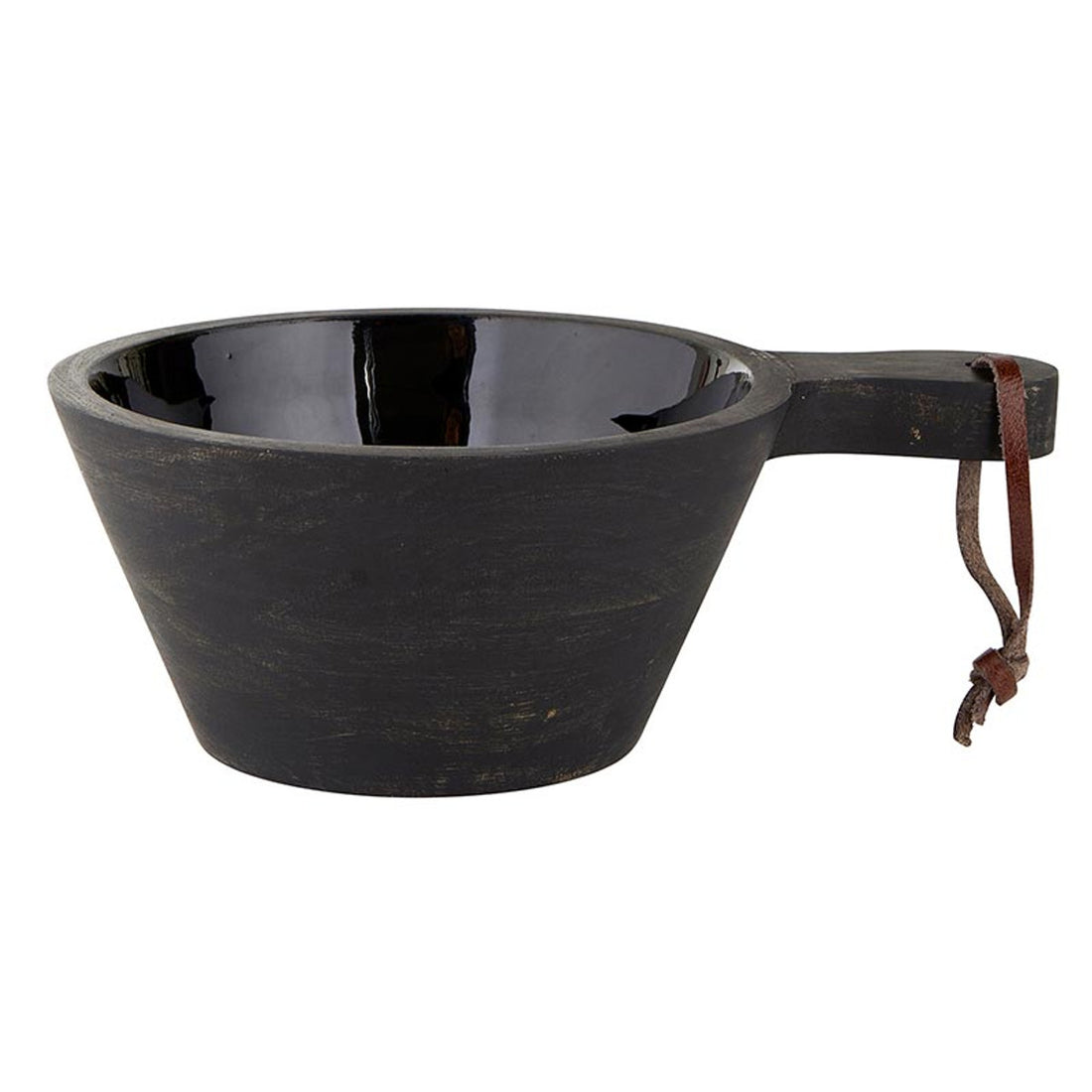 Black Wood Enamel Bowl With Handle