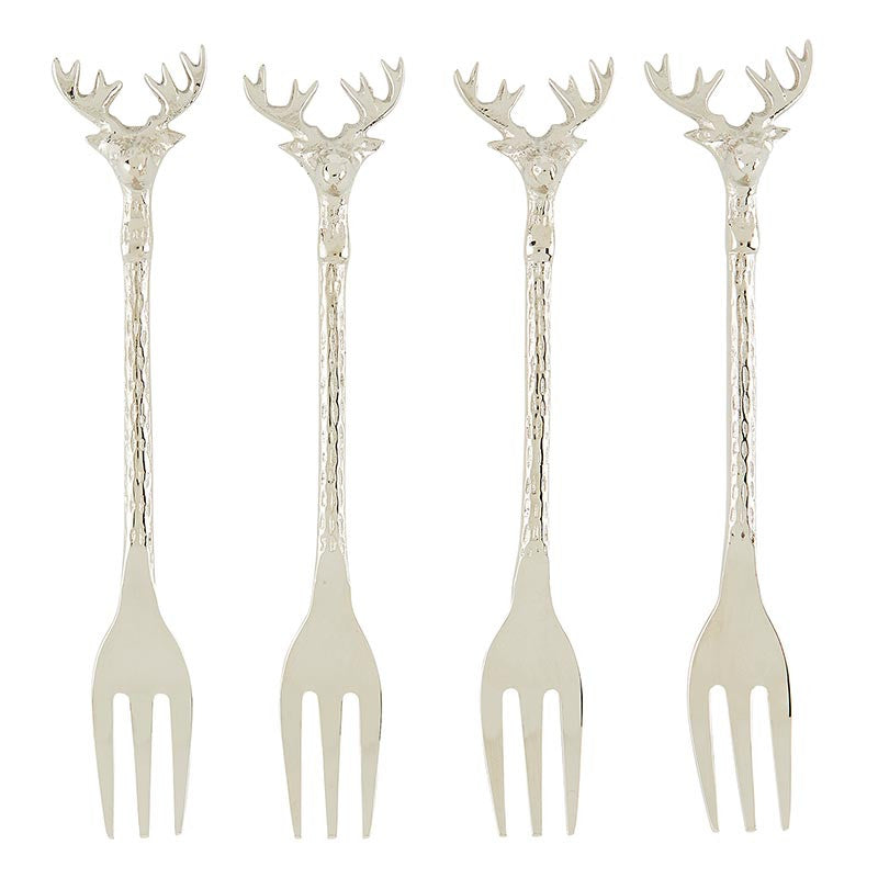 Silver Stag Appetizer Forks - Set of 4