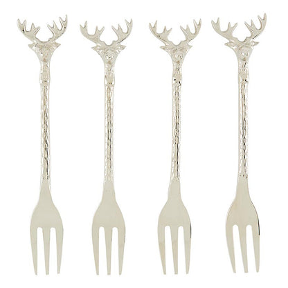 Silver Stag Appetizer Forks - Set of 4