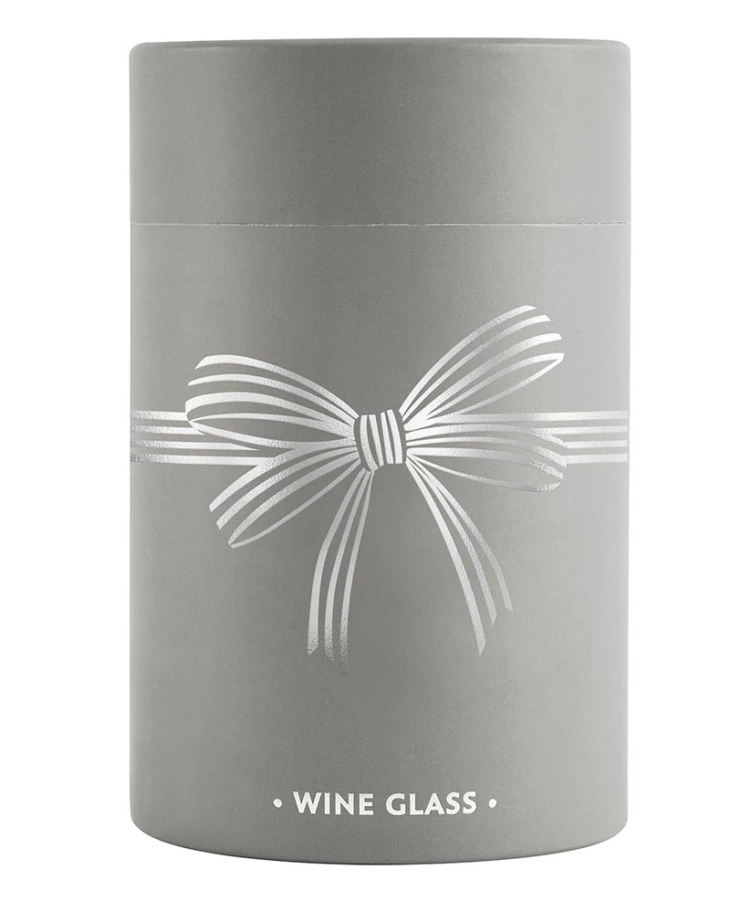 Stemless Wine Glass - Silver Bow