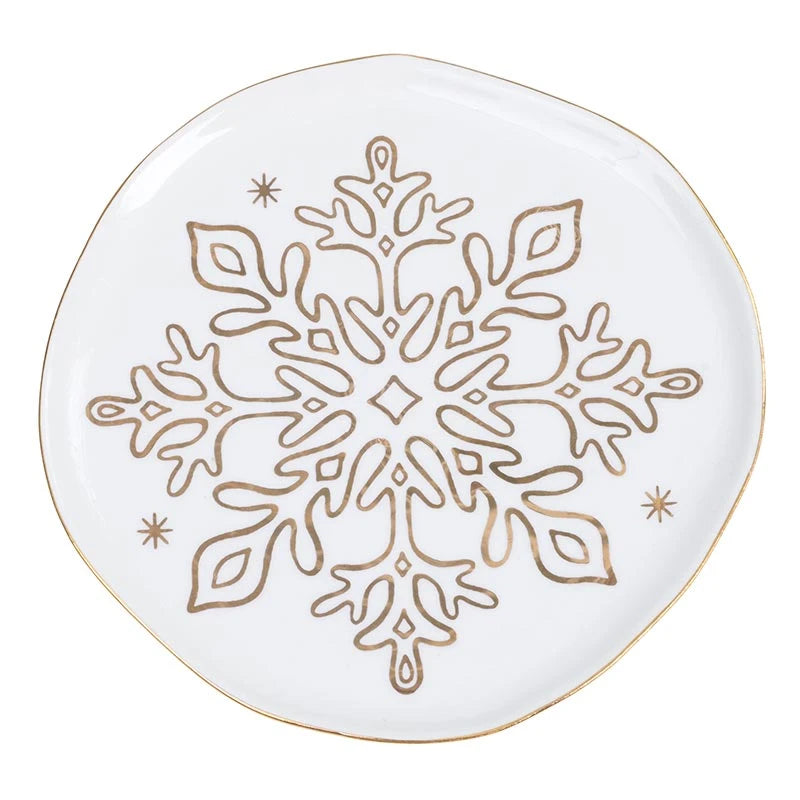 Gold Snowflake Appetizer Plates - Set of 4