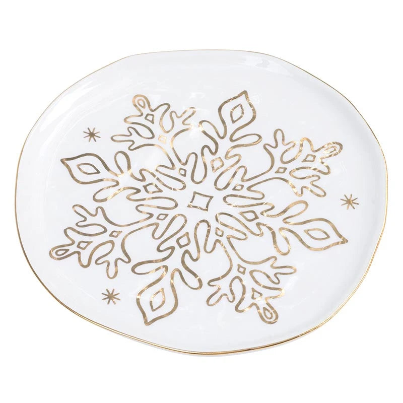 Gold Snowflake Appetizer Plates - Set of 4