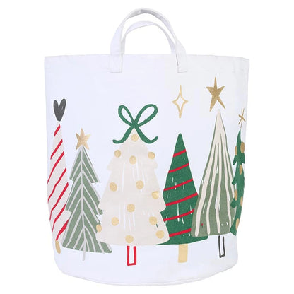 Large Canvas Storage Tote - Assorted Christmas Trees