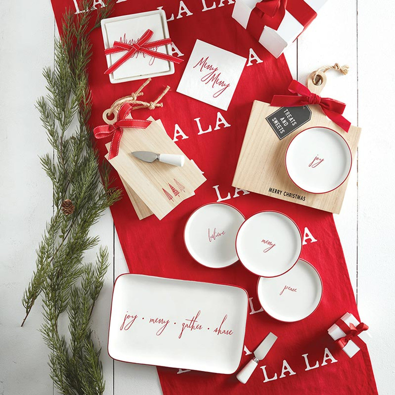 Ceramic Napkin Tray + Napkins - Merry Merry