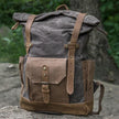 Vintage Waxed Canvas and Leather Rolltop Backpack