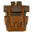 Vintage Waxed Canvas and Leather Rolltop Backpack