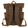 Vintage Waxed Canvas and Leather Rolltop Backpack