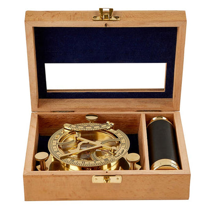 Explorer's Legacy: Vintage Brass Compass & Telescope Set