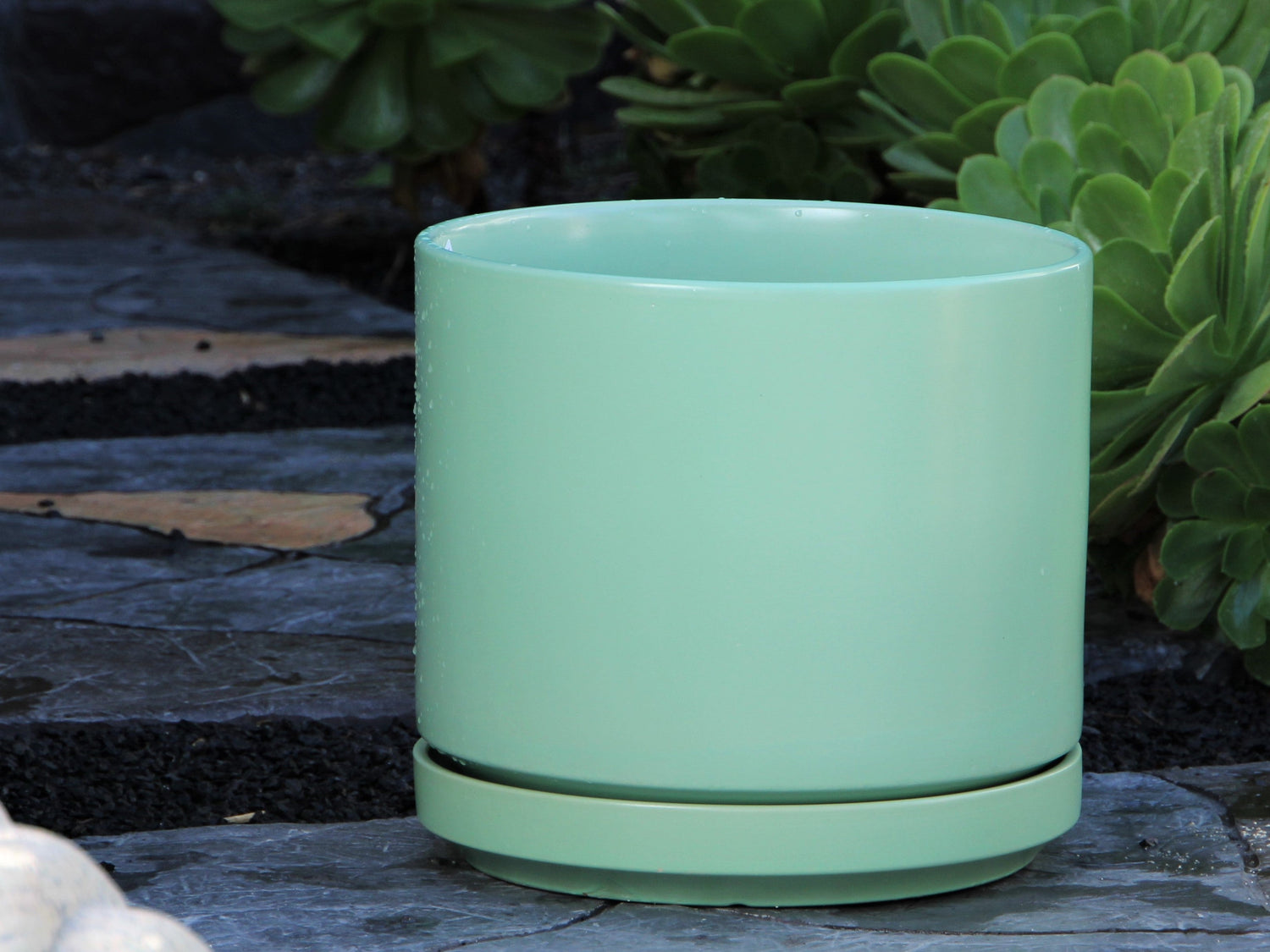 Mid Modern Planter With Detached Saucer "10.0" D x 9.0" H" By Plantatorem