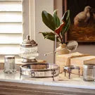 Antique Silver Etched Glass Vanity Cannister