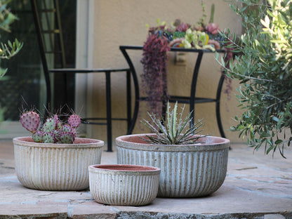 Faux Zin Can Low Planter - Set of 3 By Plantatorem