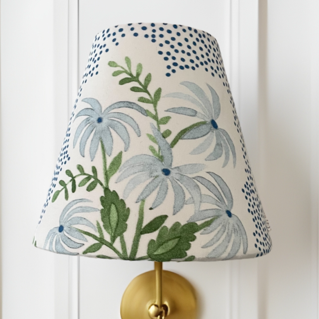 Blue Floral Sconce Shade in Pearl&