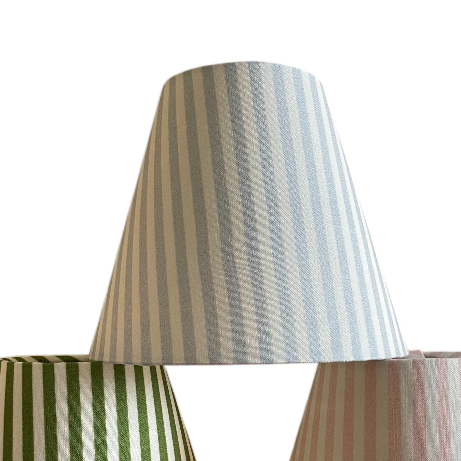 Powder Blue Striped Sconce Shade