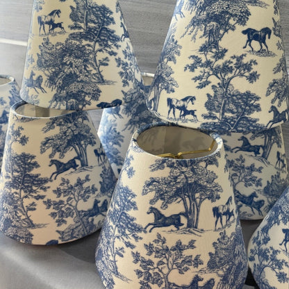 Equestrian Toile Sconce Shade in Blue