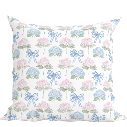 Floral Bow Pillow in Hydrangea Hills