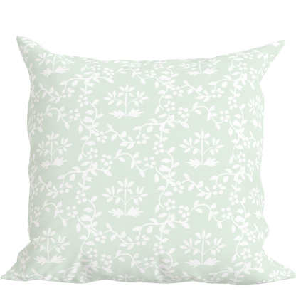 Green Floral Pillow in Primrose