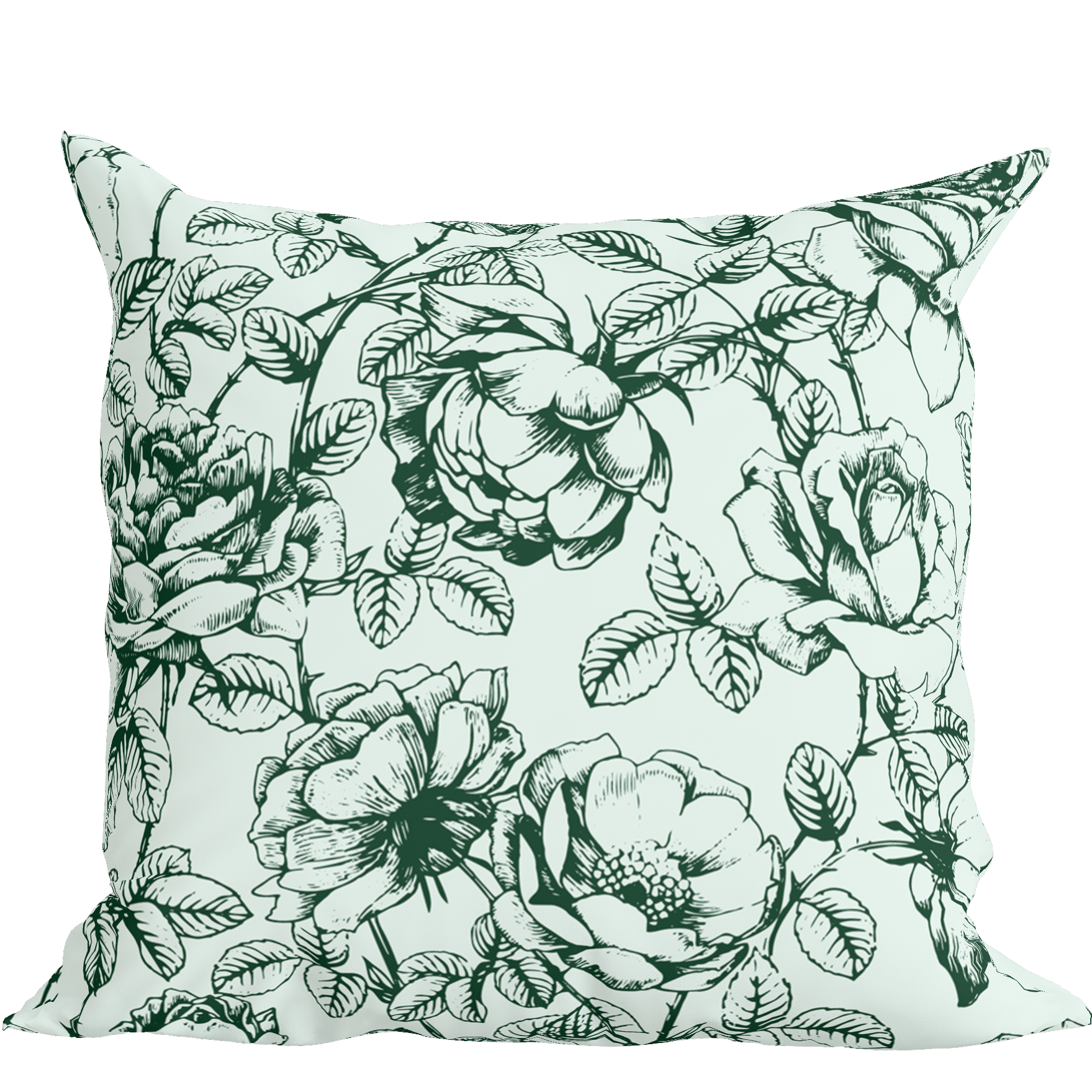 Mint Green Floral Pillow in Emmaline