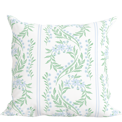 Green Floral Pillow in Bluebonnet