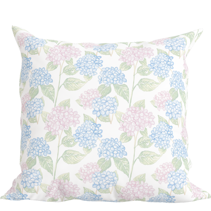 Pink Floral Pillow in Hydrangea Garden