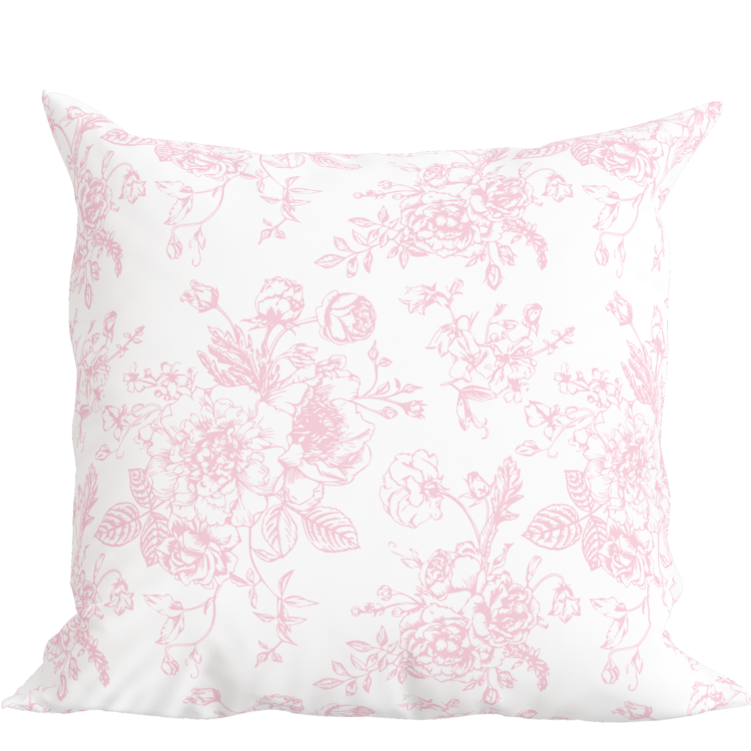 Pink Toile Floral Pillow in Rosecrest