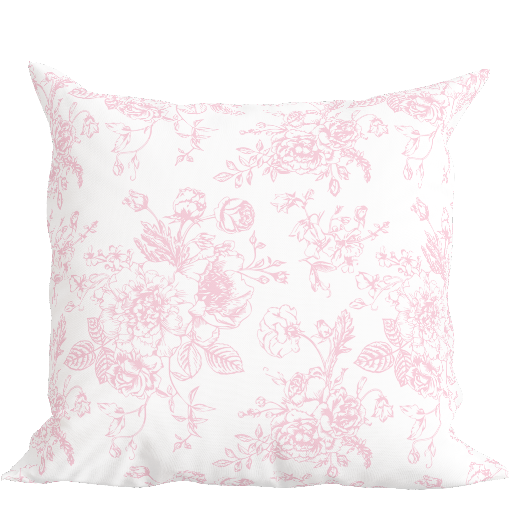 Pink Toile Floral Pillow in Rosecrest